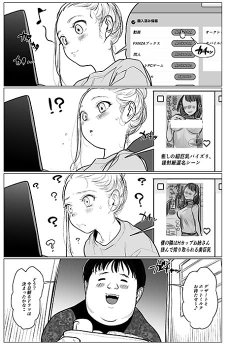 AV no Kounyuu Rireki wo Mirare, Kyonyuu Mono Bakari Atsumeteita Koto wo Tsuikyuusare Pinch ni Ochiiru Futoshi-kun to Shitto no Kanjou wo Mada Yoku Rikai Dekiteinai Sasha-chan.